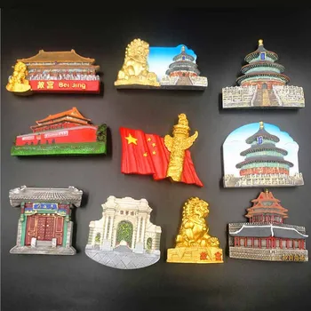 Китай Пътуване Магнити За Хладилник Сувенири От Смола Пекин, Забранения Град Хуабяо 