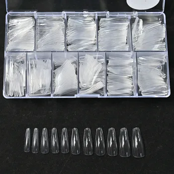 Гел XL Система за Изграждане на нокти с Пълно Покриване на Изваяни 500 бр./кор. Безшевни Типсы За нокти 10 размери Режийни Нокти Шило Ковчега на Въздушната Върховете на ноктите