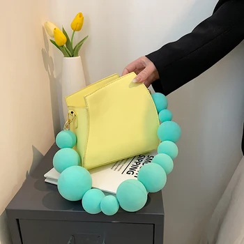 Пролет Лято Нова Нишевая Индивидуалност Чанта Качествена Жълта Чанта През Рамо От Изкуствена Кожа Геометрична Форма Чанти За Рамо Дамски Топли
