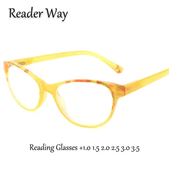 Модерни Дамски Очила за четене в Жълта Рамка, Котешко Око Пресбиопические Очила +1.0 1.5 2.0 2.5 3.0 3.5 за женските очила за четене