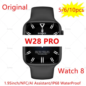 Продажба на едро на Оригинални 5шт 6шт 10шт IWO W28 Pro Умни Часовници Мъжки 2022 Часовници 8 44 мм 1,95 инча Електронни Часовници PK W27pro За Android