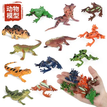 Детска имитация на диви животни модел мини-набор от жаба, гущер играчка чадър гущер хамелеон жаба-бул стрела отровна жаба