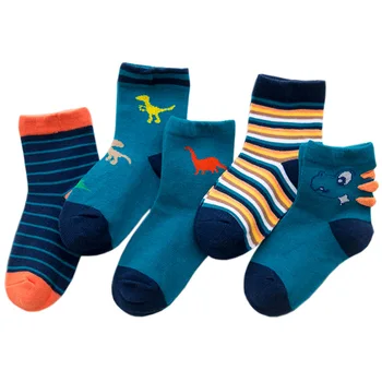 От 1 до 12 години, 5 чифта/лот, детски чорапи, топли обикновена памучни Чорапи за момичета и момчета, Средни Чорапи, бебешки чорапи, шарени спортни Чорапи