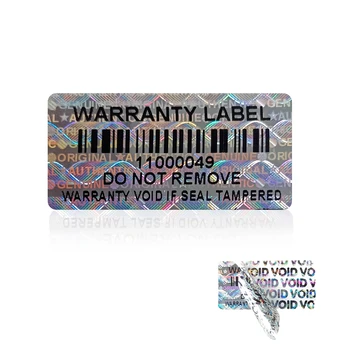 Холографски Стикери със защитата от неоторизиран достъп размер 3x1,5 см с бар-код, Холограма, Защитни Етикети, Истински опция гаранция печат с уникален сериен номер