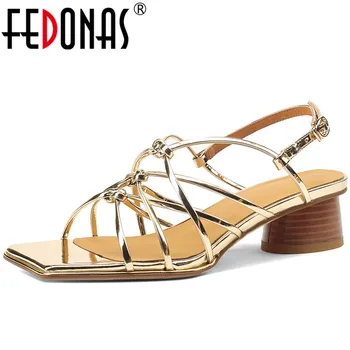 FEDONAS/Модни пикантен дамски сандали; обувки-лодка в Римски стил с появата на шнур; Вечерни Офис дамски Ежедневни обувки-гладиатори от естествена кожа ; Дамски обувки