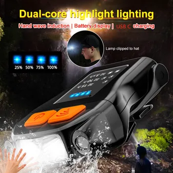 LED Супер Ярък Скоба Cap Smart Light Sensor Лампа Водоустойчив 90 Градуса Завой Открит Преносим Колоездене Нощен Риболов Фенерче
