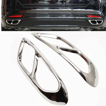 За Ford Mondeo/Fusion Седан 2013-2019 Авто Задни Двойни Ауспуха на Изпускателната Тръба Стикер на Кутията Покритие от Неръждаема Стомана, Хром черен
