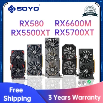 SOYO Нов AMD RX5700XT 5500XT 6600 6600XT 580 8 GB 6800XT 16 GB GDDR6 128 Bit 7 НМ PCIE4.0X16 Детска видео карта поддръжка на десктоп процесора