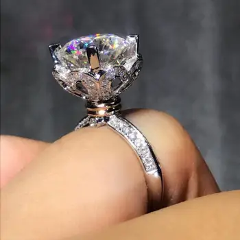 HOYON 2022 S925 сребърен пръстен с имитация на диамант, за жени, луксозен модел, букет във формата на сърце, предложение за брак, бижута