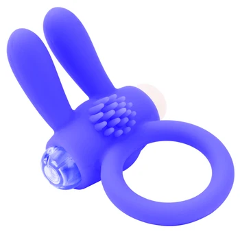 Член Cockring вибратор, Вибрираща Мъжки петел пръстен Секс играчки за пениса Мощна Силикон за Забавяне на Еякулацията Продукти за възрастни Заек
