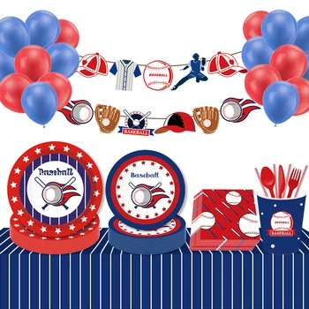 Нова Бейзболна Парти Прибори за Еднократна употреба хартиени чинии, чаши флаг детски Рожден Ден Клубни Тържества Декор За Душата на Детето Аксесоари