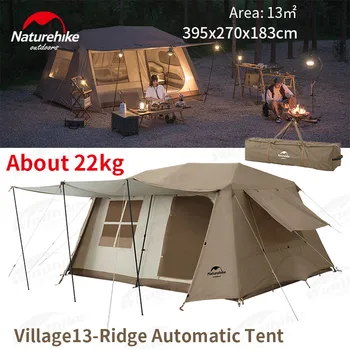 Naturehike KR Village13-Автоматична Туристическа палатка 13㎡ Glamping с ламповой ивица Голямо Пространство 210D Плат Оксфорд UPF50 + Палатка