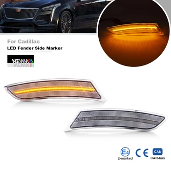 Подходящ За Cadillac XTS 2013 2014 2015 2016 2017 Прозрачни лещи Предната Кехлибар led Странични Габаритни Светлини, Автоматична премигващ светлинен индикатор на завоя