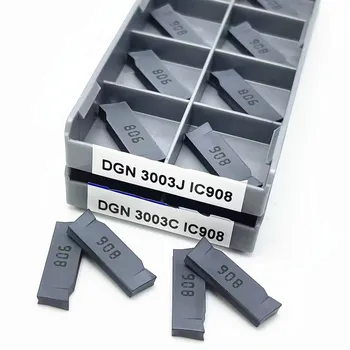 10 БР. DGN3003J/3003C IC908 Благородна твердосплавная поставяне на CNC инструмент за подслушване на канали DGN 3003J IC908 за режещи инструменти детайли на струг инструмент