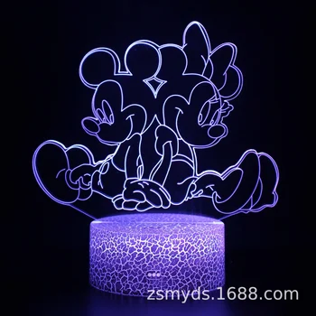 Disney Мики и Мини маус и 3D Creative Настолна Лампа Свети Валентин 7/16 Led Лампа Празничен Подарък лека нощ Украса на Подарък За Рожден Ден