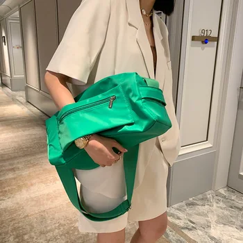 2022 дизайнерски найлонова спортна чанта на рамото, жените голямата голям чанта през рамо, зелена холщовая Дамски Ежедневни Пътна Чанта-купувач