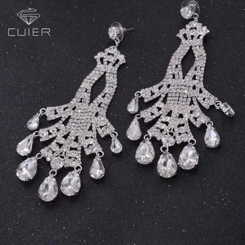 CuiErcrystal drop дамски кристал сребърен медальон с кристали за сватбени партита, сватбени украси, коледни подаръци за момичета, обица