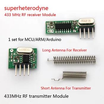 1 Комплект супергетеродинный 433 Mhz RF предавател и приемник, Модул комплект малък размер За Arduino uno си Сам 