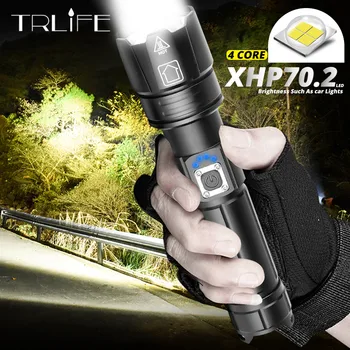Ултра Най-Мощните led фенерче XLamp XHP70.2 USB Акумулаторна XHP50 Тактически Фенер 18650 26650 Zoom Led лампа за Къмпинг