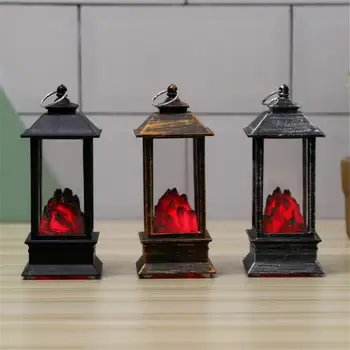 Хелоуин фенер вятър лампа симулация на огън на камината малък вятър лампа черен въглерод пламък на лампа електронна лампа Коледа светлинен