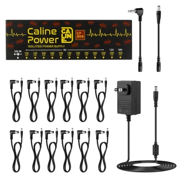 Caline CP-206 наистина изолиран крак източник на захранване 12 ученици за китарни ефекти от 9 На 12 На 18 В с адаптер и 14 кабели Аксесоари