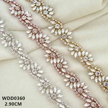 (1 ярд) кристал сватбен колан сватбена украса златен диамант сватбена рокля, колан crystal сватбен колан за сватбена рокля WDD0360