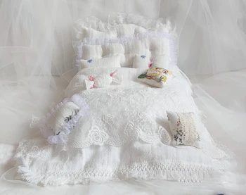 Спално бельо за кукли BJD от 100% памук чаршаф за принцесата, чаршаф, възглавница, одеяло, аксесоари за кукли (подходящ за Pullip, Ob24, ob22, Licca, 1/6))