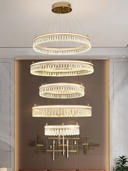 2022 светлина луксозна всекидневна таванско помещение кристален полилей модерен минималистичен вила таванско помещение творческа пръстен с трапезария и спалня лампа