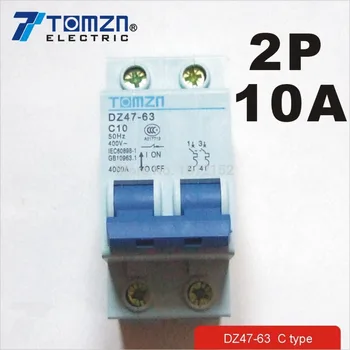 2P 10A 400 v ~ 50 Hz/60 Hz Автоматично включване AC MCB предпазен прекъсвач ТИП C