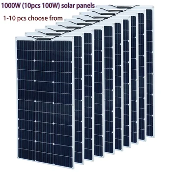 1-10 бр 18V100w Гъвкава слънчев панел 200 W 300 W 500 W 600 W 1000 W зарядно устройство Фотоволтаични панели плоча 12 мощност