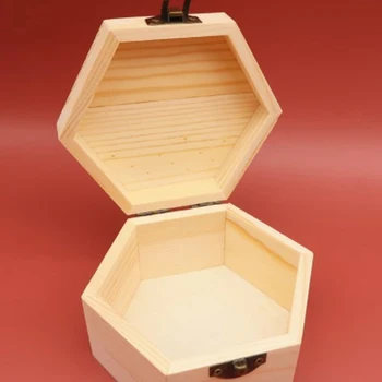 Шестоъгълен Форма На Дървена Кутия За Съхранение На Бижута, Сватбен Подарък Кутия Дисплей Бижута Дървена Кутия За Вечен Цвете За Опаковка На Подарък