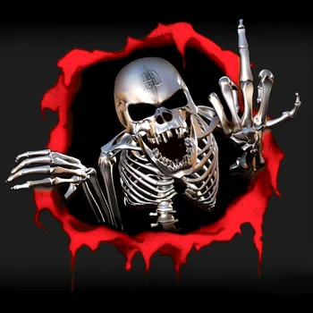 15*14 см 3D Скелет Череп в Отверстии от Куршуми Модни етикети с графити Аксесоари за Автомобили Стикери за лаптоп PVC 20 см/25 см/30 см