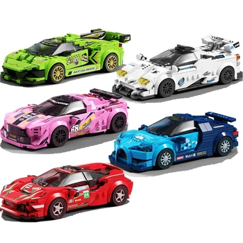PUXIDA Супер Скорост на Състезанието на Шампионите Спорт Отстъпи Колата Строителни Блокове на Автомобила Тухли Набор от Класически MOC Играчки За Деца, Подарък