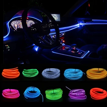 Автомобил EL-Тел LED Светлина Вътрешна Околна Led Лента Неоново Осветление Венец Жично Въже Украса Тръба Гъвкава Тръба Цвят Авто Лампа