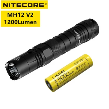 NITECORE MH12 V2 USB-C, Акумулаторна батерия led Фенер CREE XP-L2 V6 LED 1200 лумена с батерия 18650 5000 mah, Тактически Фенери