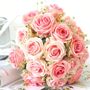 10 СМ Роза Изкуствени Цветя Главата Сватбен Венец с Ръцете Си подарък за Деня на Майката, Деня на Свети Валентин Фалшиви Цветя Албум За Албуми, Украса на дома