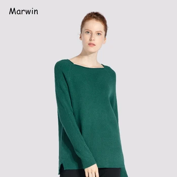 Marwin 2021 Нови Пролетни Блузи С Кръгло Деколте, Свободни Пуловери в Уличном Стил, Вълнени Топли Меки Дамски Пуловери