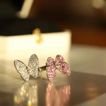 2022 ново луксозно висококачествено пръстен ins с пеперуда, женски създадете дизайн ниша, универсален пръстен на показалеца