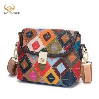 Многоцветен Мека Естествена Кожа, Луксозна Марка Дамски Модни Малка чанта с цветен Модел, Дамски Дизайнерски Дамски чанти-тоут 1180