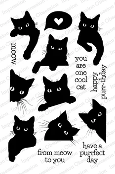 Черна котка печат на Прозрачни Печати за Scrapbooking Прозрачен Силиконов Каучук САМ Фотоалбум Декор 478
