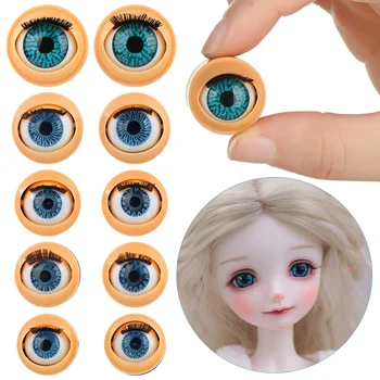 1 Чифт Имитация на Активен Очната Ябълка Пластмасова Кукла се Движат Очните Ябълки с Миглите САМ Силиконова Кукла, Аксесоари за Очи с Капак за Очите