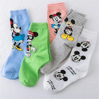 5 Двойки на Дисни чорапи със средна дължина, с Мики и Мини Маус от Анимационен филм на Дисни, Чорапи за момичета с Любим герой, Дамски Чорапи