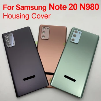 За Samsung Galaxy Note 20 Задния Капак на Отделението за батерията Задната Врата Стъклен Панел Note20 N980 N980B SM-N980F/DS Корпус, Калъф + Камера Стъклен обектив