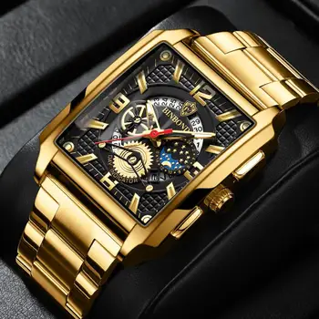 Relogio Masculino Ръчни Часовници За Мъже 2022 Най-Добрата Марка На Луксозни Златни Мъжки Часовник Златни Големи Мъжки Ръчни Часовници За Мъже Квадратни Златни Часовници