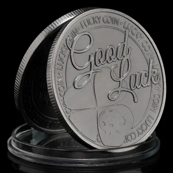 Късмет Щастливата Монета Са Подбрани Позлатен Сувенирни Монети С Четири Листа Детелина Колекция От Модели Възпоменателна Монета Креативен Подарък