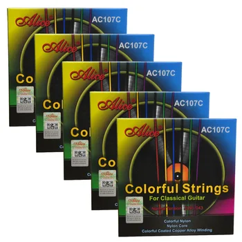 5 Комплекта Струни за класическа китара, Alice, Цветни Найлонови Струни на Нормалното Напрежение AC107C-N