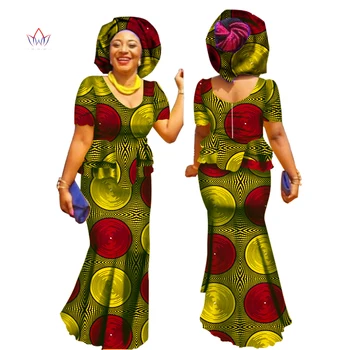 Нови Африкански Рокли За Жени, Годишната Работна Пола, Комплект Дизайнерски Дрехи, Традиционен Принт Базен, Riche, Големи Размери, Естествено WY1576