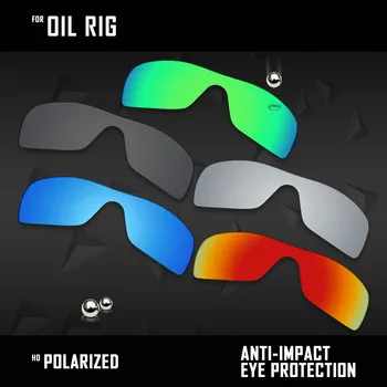 OOWLIT 5 бр. Поляризирани очила Сменяеми Лещи за Oakley Oil Rig-Черен, Сребрист, Син, Огнено-червено и Изумрудено-Зелен