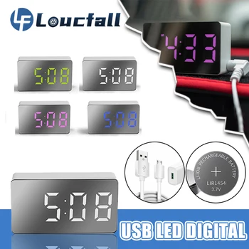 Огледален Digital alarm clock Повторение Показване на Времето Нощни LED Цифров Часовник Време Дата Температурен Дисплей Автомобилни Настолни Часовници