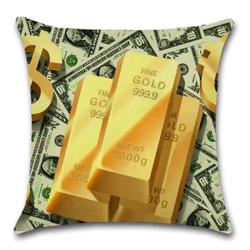 Изображението на златото и долара печатни художествени Калъфи за Възглавници, Украса за Домашно дивана седалката на стола Щастлив един подарък за спални подарък калъфка за възглавница